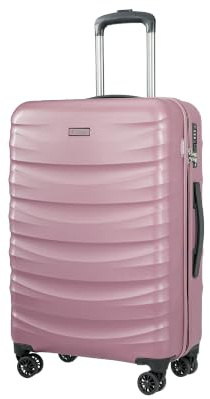 PUCCINI Polycarbonat Koffer Valencia Hartschalenkoffer Trolley Leicht Reisekoffer mit Zwillingsrollen M-L-XL (Rosa, L)