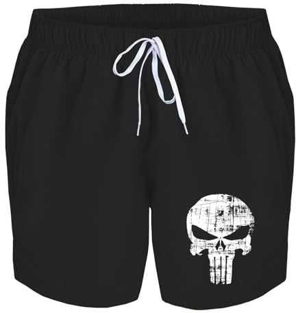 Badehose Herren Punisher Skull Badeshorts Bedruckt Männer Schwimmhose Beach Shorts Swim Shorts Men