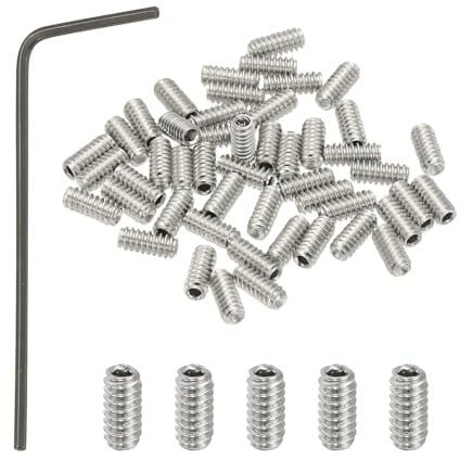 PATIKIL 50 Stück 304 Edelstahl Madenschrauben #4-40x1/4 UNC Grobgewinde | Innensechskant Gewindestifte Set mit Schraubendreher für Türklinken Halterung Möbel Lampen Wasserhahn Reparatur