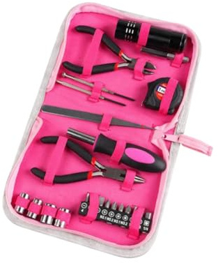 Aboiled 23Pcs Household Repair Tool Kit, Multifunctional Pink Home Hand Tool Set, Portable Women Repair Tool for DIY Home Repair
