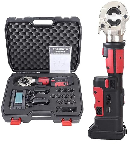 DSYYNAY Pince hydraulique électrique alimentée par batterie Outil de sertissage électrique rechargeable Puissante pince à sertir de câble incluse 11 paires de matrices (16-300 mm²) avec 2 batteries