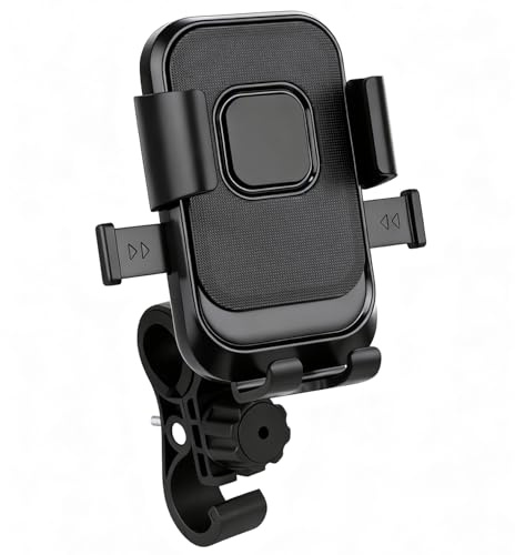 360° Universal Motorcycle Phone Mount Holder, Ultra-Stable Design | Adjustable Handlebar Cradle for Bike, Bicycle, Scooter & ATV Smartphones | Anti-Slip Rotating Phone Holder & Bike Stuff Accessories