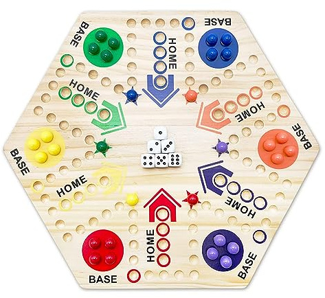 Holz Brettspiel Set „Aggravation “ mit 6 Würfeln, 6-farbigen Murmeln, interaktives klassisches Familienspiel für Erwachsene, Indoor Versammlungen, Partyzubehör, Versorgungsset für Erwachsene, Gaming