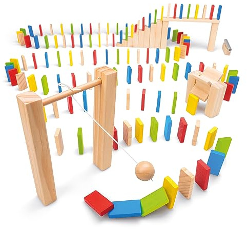 Tobar Wooden Domino Race 200-piece Toy Set,Mixed,00435