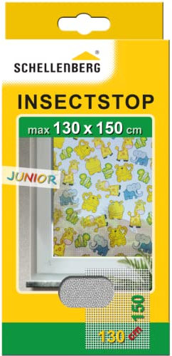 Schellenberg 51010 Fliegengitter für Kinderzimmer, Insektenschutz und Mückenschutz mit Befestigungsband, 130 x 150 cm, weiß