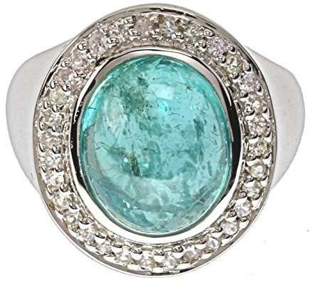La Luna Damenring Sterlingsilber Silber 925 rhodiniert Paraiba-Apatit weißer Saphir (50 (15.9))