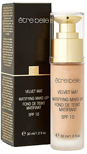 Velvet Mat Matifying Make-up; être belle Cosmetics; Samtig, mattierendes Pflege-Make-up; langanhaltende, flüssige Foundation Light Beige Mat