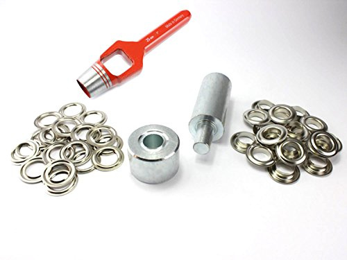 Profi Ösenset 25 mm + 20 Ösen Nickel rostfrei Ösenwerkzeug Stempel + Locheisen
