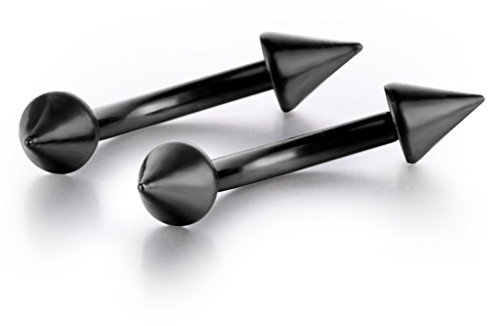 Feilok 2 Stücke Hufeisen Edelstahl Ohr Kegeln Piercing Schmuck Helix Tragus Augenbraueförmige Banane Spitze Spike Ohrringe Bananabell, Schwarz