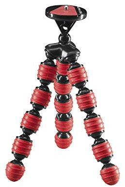 Cullmann Alpha 350 Flexibles Mini-Stativ – rot, Tragfähigkeit max. 1kg, Auszugshöhe 23cm