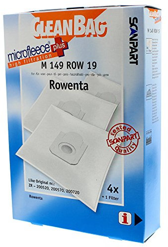 CleanBag M 149 ROW 19 - Bolsas para aspiradora (4 bolsas y 1 filtro universal), color blanco