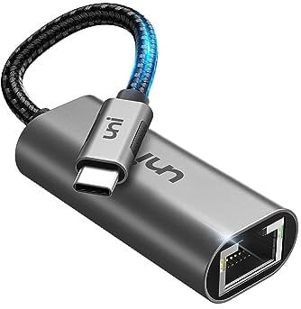 uni Adaptateur USB C vers Ethernet, Adaptateur Réseau 1Gbps Gigabit Ethernet LAN RJ45 vers Type C Thunderbolt 3 pour iPhone 15 Pro MacBook Pro iPad Pro Air Surface Chromebook XPS etc - Gris
