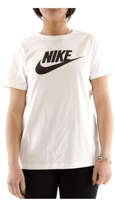 Nike Women's Tee Essential Icon Futur T-Shirt, White (White/Black), M