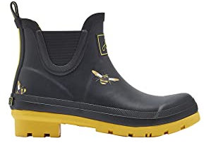 Joules Short Height Printed Wellibobs, Stivali da Pioggia Donna, Black/Yellow Dragon Fly, 38 EU