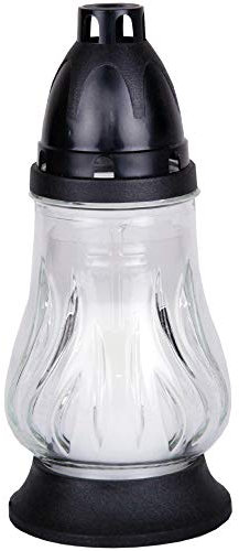 HS Candle Vela para tumba (cristal, 18 horas de combustión), diseño de tulipanes, color blanco