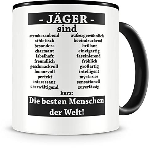 Samunshi® Jäger sind Tasse Beruf Geschenk Kaffeetasse Teetasse Kaffeepott Kaffeebecher Becher Jäger sind... 300ml schwarz/schwarz
