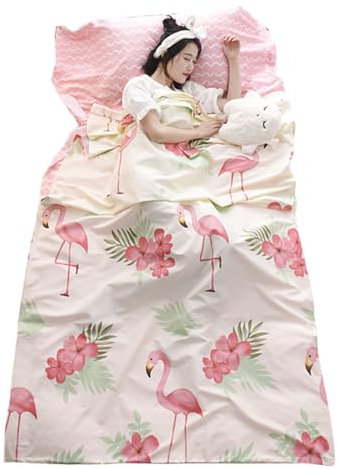 TRIWONDER Baumwolle Hüttenschlafsack, Schlafsack Inlett, Leicht & kompakt, Schlafsack Inlay, Sommerschlafsack, Reiseschlafsack für Reisen (Rosa, L - 180x230)