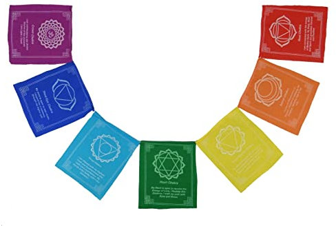 Nepalese Chakra Design 7 Chakra Colour Rainbow Prayer Flags Fair Trade Hippy Decor