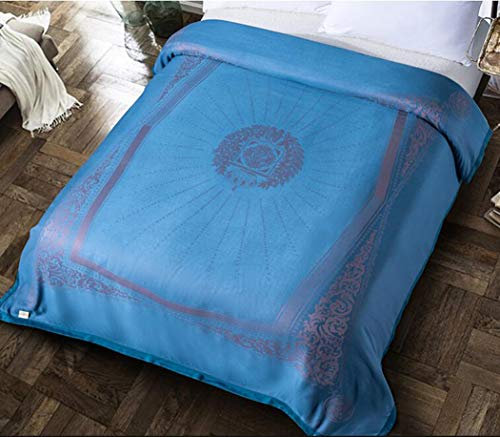 NANXCYR Cool Summer Decke, Silk & Bambusfaser Decke Handtuch Quilt Decke atmungsaktiv Anti-Allergie Leichte weiche Quilt Bettwäsche Comfort, 180 * 200cm,Blau