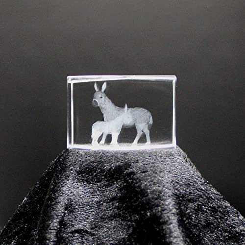 Kristallglas Figur - Esel - 3D Laser Glas Skulptur | 30 x 45 x 30mm | Deko & Geschenkidee