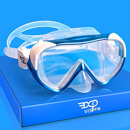 Kids Snorkel Swim Mask, Child Diving Mask Anti-Fog Swim Goggles with Nose Cover for Snorkeling Diving Swimming (Blue)