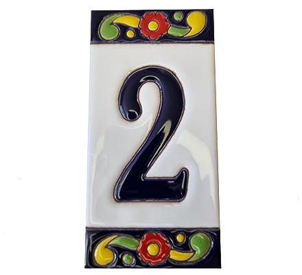15cm x 7.5cm Large House Numbers, Spanish Ceramic House Numbers Tiles, Pepper Design (2)