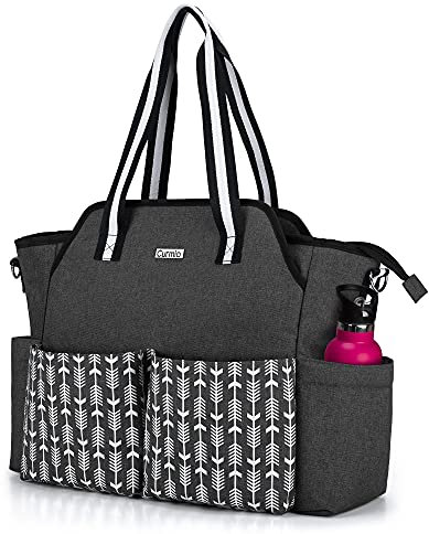 CURMIO Lehrertasche, Lehrer-Arbeitstasche für Frauen, Tragbare Aktentaschen für Laptop, Aufbewahrungstasche für Lehrerbedarf wie Ordnern, Notizbüchern oder Büchern, Schwarz (Leere Tasche)