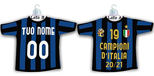 My Cust Mini T-Shirt Maglietta Personalizzabile con Nome e Numero Squadra con Ventosa x Auto Vetro Scudetto Gadget Compatibile x Tifoso neroazzurro per Internazionale