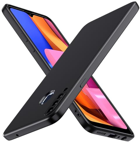 ivoler Silikon Hülle für Samsung Galaxy A20s mit Kameraschutz, Ultra Dünne Weiche Stoßfest Schutzhülle Flexible TPU Matte Schwarz Handyhülle Kratzfest Case Cover