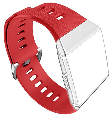 CoolGadget Armband für Fitbit Ionic Ersatzarmband Silikon Sport Rot | Ersatzarmband weich und atmungsaktiv, verstellbar, wasserfest, für Damen und Herren