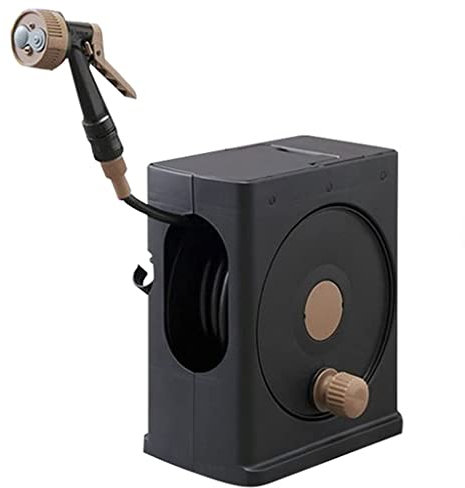 Samnuerly Gartenschlauchwagen Schlauchwagen Tragbarer Gartenschlauchwagen Schwarz, Automatischer Sprinkler-Sprühschlauch-Bewässerungswagen, Gartenwerkzeugzubehör (Color : Black, Size : 20 M)