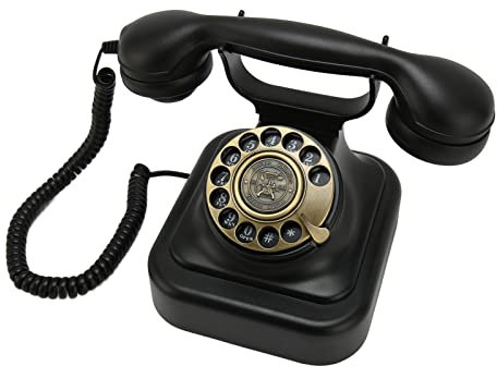 Retro Festnetztelefon für zu Hause, Vintage Telefon mit Drehscheibe, Altmodisches Schnurgebundenes Telefon mit Zifferblatt aus Zinklegierung, Telefonkabel für Zuhause, Hotel,