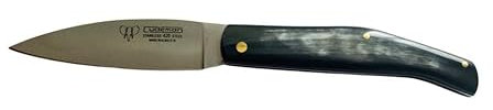 Navaja Cudeman Solsona 443-A Hoja de Acero 420 de 9 cm y empuñadura de asta de toro de 11 cm para Caza, Pesca, Supervivencia y bushcraft + Portabotellas Regalo