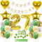 27. Geburtstag Dekoration, Frau Geburtstagsdeko 27 Jahre, Tortendeko Geburtstag 27 Jahre Frau Mann, 27 Geburtstag Deko Grün Gold, Luftballon 27. Geburtstagsdeko mit 27. Tortendeko