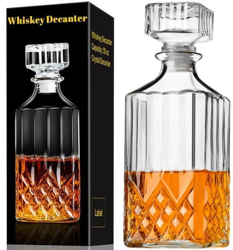 PARACITY 30oz Whisky Decanter with Glass Stopper, Gift Boxed Whiskey Decanter Set