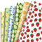 JarThenaAMCS 12 Blatt Obst-Geschenkpapier, Erdbeere, Zitrone, Ananas, Geschenkpapier, Großpackung, Sommer, dekoratives Kunstpapier, flach gefaltet für Geburtstag, Babyparty, Bastelbedarf, 50 x 70 cm