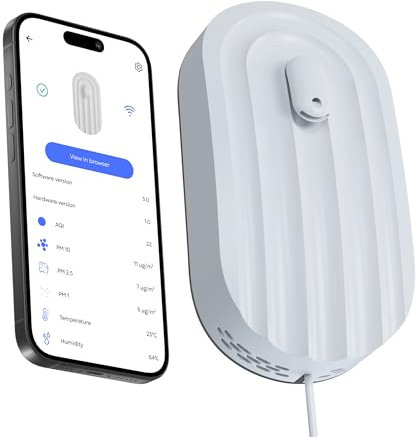 Personal air monitoring station [PM1, PM2.5, PM10, Temperature, Humidity, Air Pressure] · Smart Air Quality Monitor [Wi-Fi, App, MQTT] · Outdoor Air Quality Monitor · Smart Home Devices