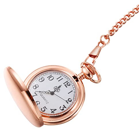 Amosfun Retro Taschenuhr Damen Herren Mit Quarzwerk Doppelseitige Rosegoldene Legierung Vintage Design Lange Kette Modisches Geschenk Und Praktische Kleidung Dekoration