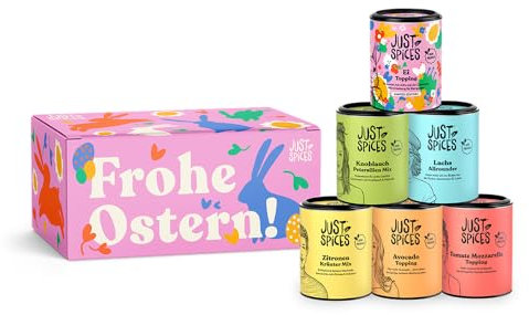 Just Spices Oster Gewürzbox 2025 I 6 leckere Gewürzmixe für Osterbrunch bis Dinner I In Geschenkbox I Gewürzbox