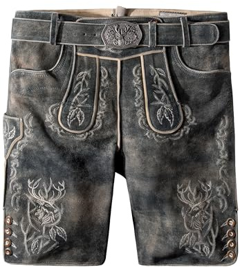 Stockerpoint Herren Lee Trachtenlederhose, grau gespeckt, 48