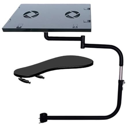 IONQXIDLD Metall-Multifunktions-Full-Motion-Stuhlklemme, Laptop-Ablage + Tastatur-Handgelenkauflage, Installation, Full-Motion-Büro(Size:OK-011B)
