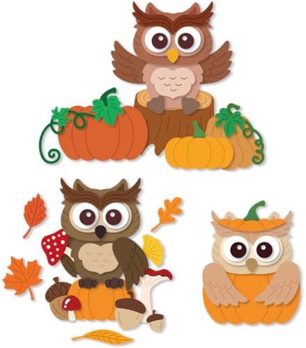 DELORIGIN Stanzformen Mit Eulen Herbstkürbis Zum Basteln von Karten Prägen Scrapbooking Schablonen Stanzschablonen Neuheiten 2025 Für Heimwerker Bastelalben Grußkarten Halloween Geschenkdekor