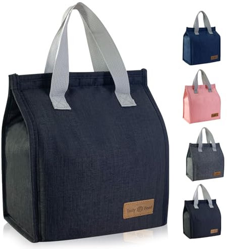 Insulated Lunch Bag, Reusable Leakproof Lunch Box Tote Bag, Cool Bags for Kids Girls Boys Adults, Thermal Cooler Bag for Work School Picnic Travel (Black)
