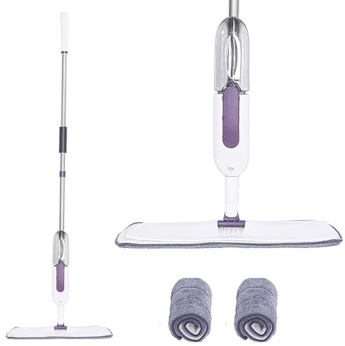 K-ONE Microfibre Spray Mop with 360° Swivel Head Plus 2 Replacement Pads Suitable for Cleaning Tile Laminate Hardwood Ceramic