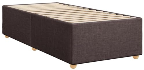 vidaXL Bettgestell, Bettrahmen mit Lattenrost, Polsterbett Bett für Schlafzimmer, Einzelbett Schlafzimmerbett, Dunkelbraun 90x200cm Stoff