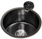 CuNtoHHH Fregadero Negro de un Solo tazón con desagüe de Lavadora de Vidrio, Fregadero Redondo de Cocina, Lavabo sobre encimera, Fregadero de Barra de Acero Inoxidable, Mini Fregadero para RV (Color: