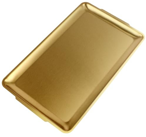 Skelang Edelstahl Servierplatte, 40 cm Rechteckiger Speiseteller, Badezimmertablett für Party, Camping, Barbecue, Vorspeisen, Desserts (Gebürstetes Gold)