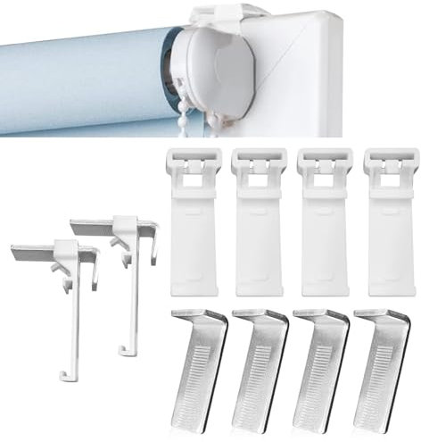 JAONLD 8 Stücke Plissee Halterung Ohne Bohren Rollo Halterung Fenster No Drilling Required for Clamping and Gluing,Rollo Halterung Ersatzteile Passend für Rolloträger mit Einer Höhe von 3,6 cm