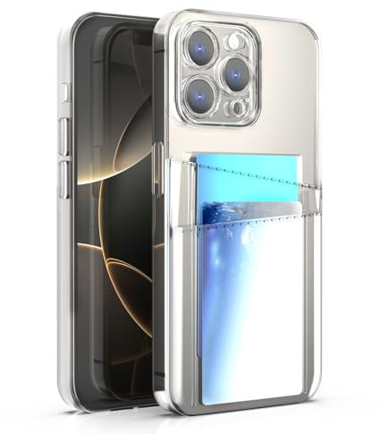 XIMIZU For iPhone 16 Pro Max Case with 2 Card Holder, [Camera Protection] Soft TPU Anti-Yellow Crystal Clear Shockproof Protective Phone Cover with 2 Card Slot Wallet Phone Case for iPhone 16 Pro Max