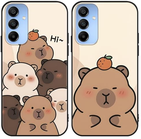 Yimctoie [2 Stück Anime Handyhülle für Samsung Galaxy A15 5G 6.5 Hülle, Schutzhülle mit Aesthetic Capybara Muster Cover Niedlich Cartoon Weich TPU Silikon Stoßfest Kratzfest Case, Funny
